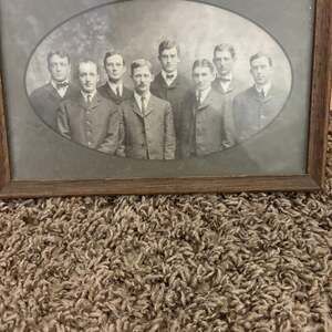Vintage Black and White Photo of Six Men in Suits